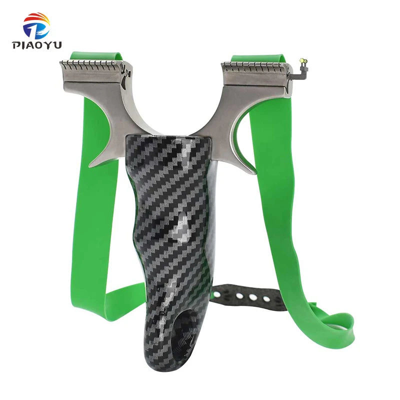 High Quality Stainless Steel Slingshot Carbon Fiber Patch Powerful Outdoor Hunting Competitive Shooting Includes Rubber Band MegaBDM