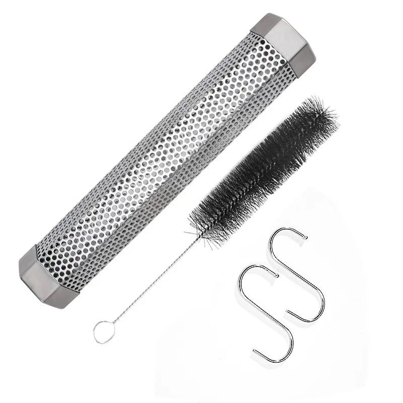 12 Inch Stainless Steel BBQ Smoker Tube Perforated Hexagon Pellet Smoker for Hot and Cold Smoking on Any Grill