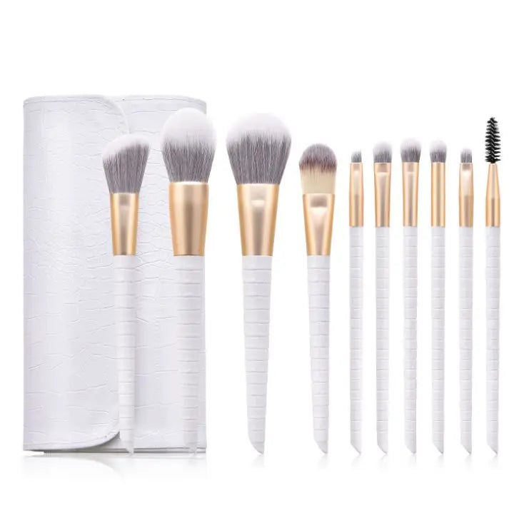 Crocodile  Scale Texture 10pcs  Brushes Face Beauty Eyeshadow  Foundation Brush Makeup Brushes Set With Bag