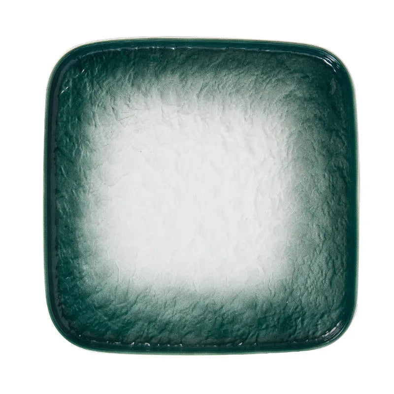 New 10 Inch Eco-Friendly Porcelain Square Charger Plates with Bohemian Style and Color Enamel Technique for Parties