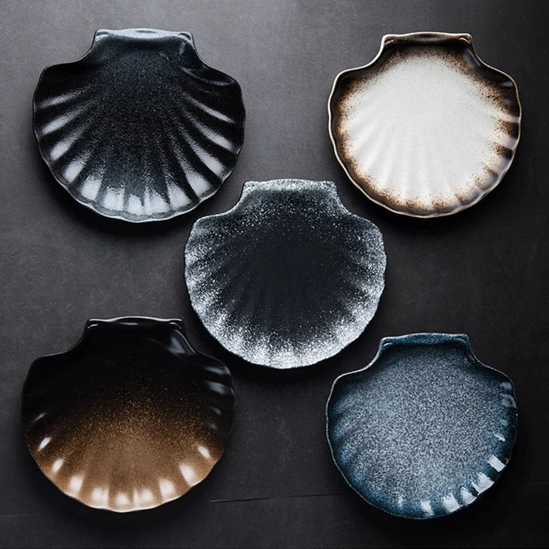 Irregular Shell Dinner Plate Ceramics Kimchi Dish Snack Tray Kitchen Utensils Multifunction Restaurant Dish Bowl Household