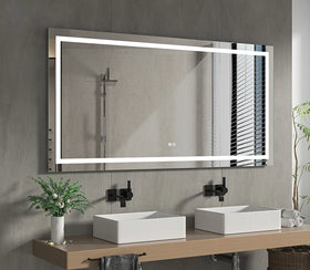 Hot Selling Vanity Led Bath Mirrors Modern Ip44 Large Wall Mounted Dimmable Bathroom Mirror With Light