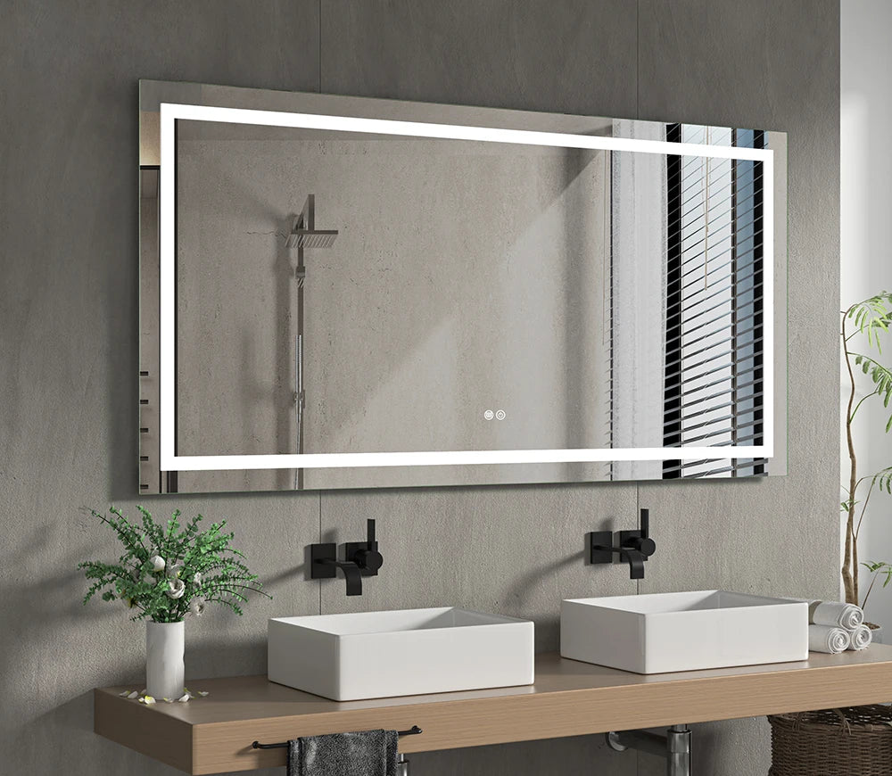 Hot Selling Vanity Led Bath Mirrors Modern Ip44 Large Wall Mounted Dimmable Bathroom Mirror With Light