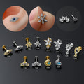 Zuola Trendy Titanium Hypoallergenic Push in Labret Studs Lightweight Nickel Free Flat Back Nose Rings Stylish Piercing Jewelry
