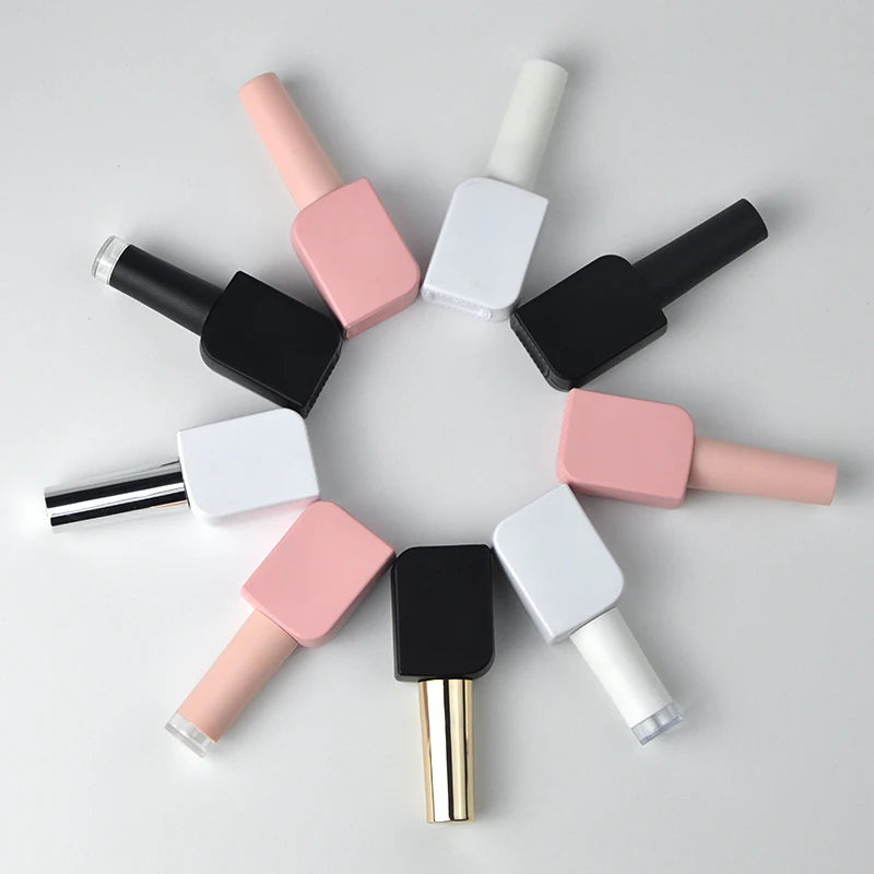 Free Sample OEM Custom Black/White/Pink Empty Uv Gel Cosmetic Glass Bottle Nail Polish Glass Bottle