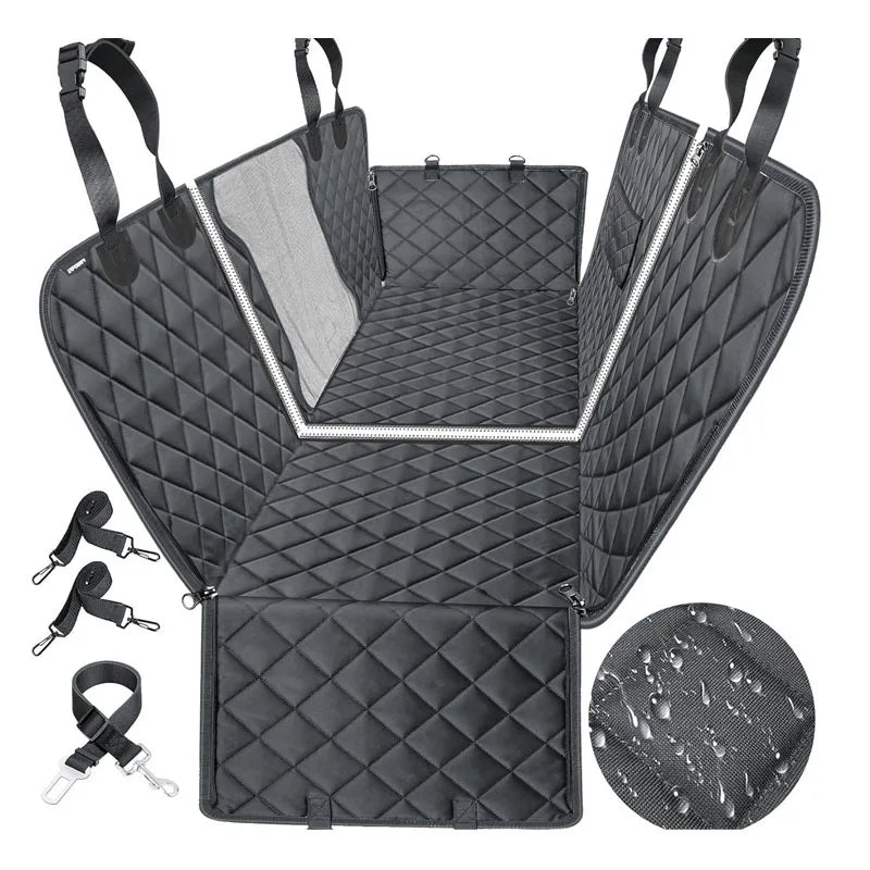 Detachable Zipper Connector Waterproof Oxford Eco-Friendly Multi-functional Dog Car Seat Cover Mesh Window Side Flap for Cars