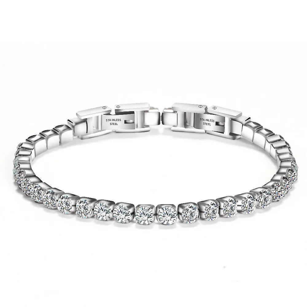 Wholesale Hip Hop Men's Stainless Steel Tennis Bracelet Gold Cubic Zirconia CZ Stone Iced Out Bangle Bracelet for Women