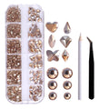 Lan Guang Multi Shape Colorful Glass Nail Ornament 3D Crystal 12 Grid Nail Decorations Accessories Nail Art Charms Flat Back