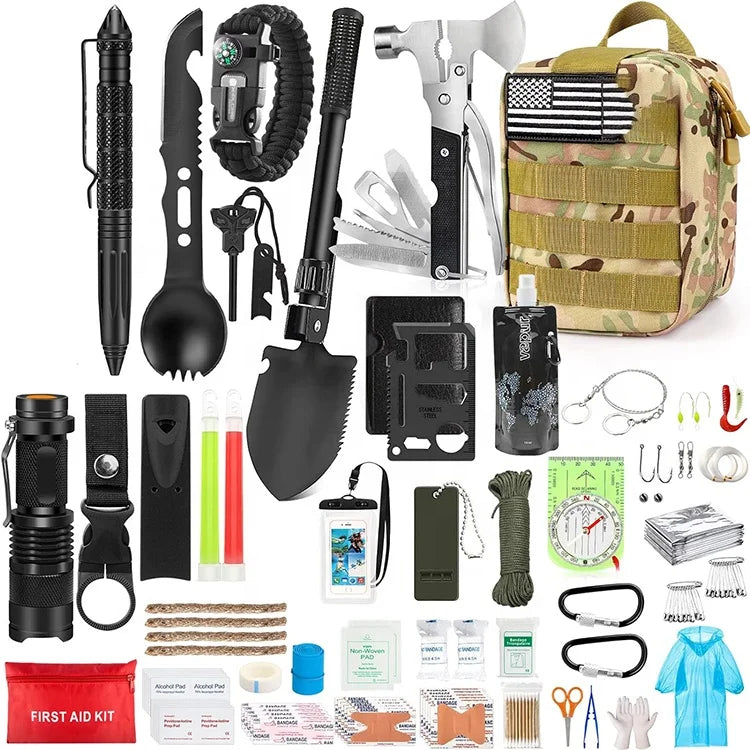 Outdoor Emergency Safety & Survival Gear Kit for Camping