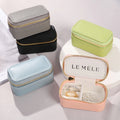 Custom Logo Mini Travel Jewelry Boxes Portable Ring Zipper Leather Storage Mini Cute Jewellery Case Packaging Necklace Box