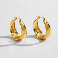 Smooth Female C Shape Buckle Earrings Stainless Steel 18K Gold Plated  Widen Concave Arc Earrings for Gifts