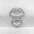 Sterling Silver 6*8+7*10mm Semi Mount Pendant Empty Frame Blank Support Setting S925 Base Without Center Stone for DIY Inlay