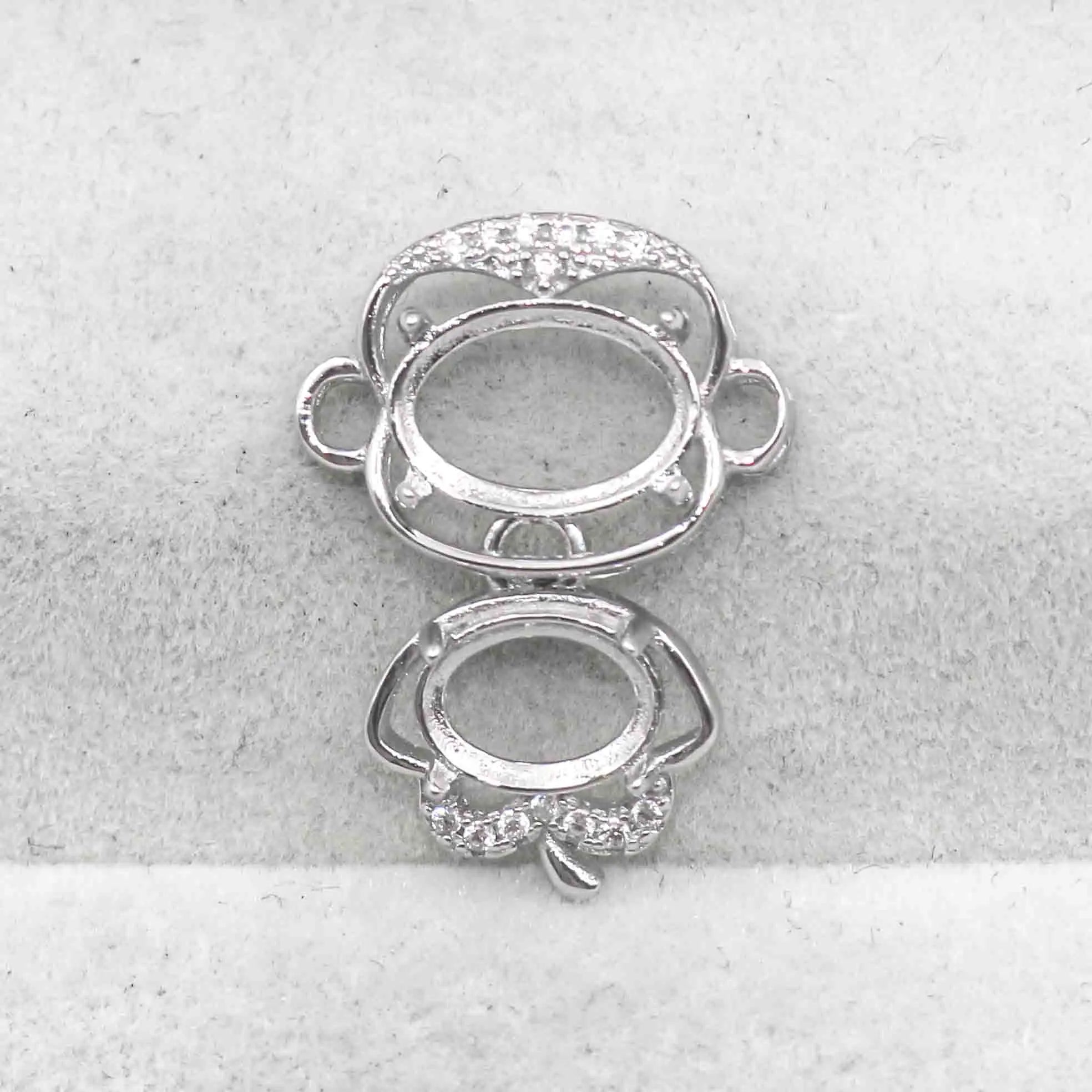 Sterling Silver 6*8+7*10mm Semi Mount Pendant Empty Frame Blank Support Setting S925 Base Without Center Stone for DIY Inlay
