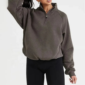 Custom Casual 1/4 Zipper Workout Jumper Cotton Fleece Quarter Zip Sweatshirts Pullover Women