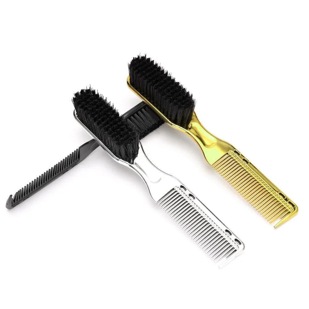 Double-Sided Salon Hairdressing Comb Brush Adjustable Classic Broken Hair Sweeping Carving Modeling Beard Cleaning Shaving