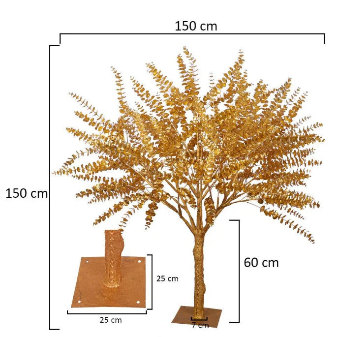 New Fashion 1.5m China Big Fake Banyan Tree Gold Leaves Tree Yard Plants Artificial Tree for Indoor Outdoor Decorate