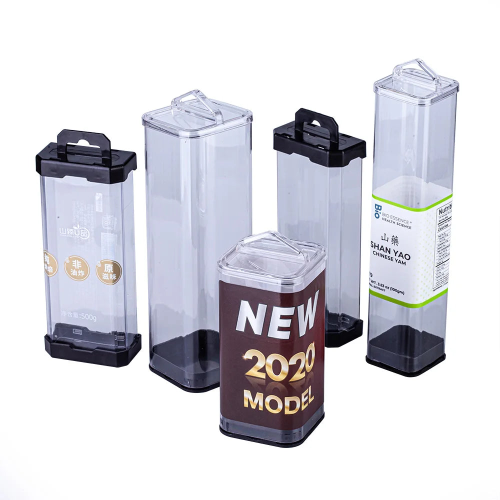 Best Seller Empty Round Clear Plastic PC/PETG Container Tube Packaging with Plug/Lid and Hangers for Toys & Games