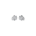 Fashion 925 Sterling Silver Cubic Zircon Maple Leaf Shape Gold Plated Small Stud Earrings Jewelry for Women Girls