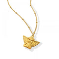 Hip Hop Fashion Trendy Female Stainless Steel Jewelry 18K Gold Plated Angel Pendant Necklace
