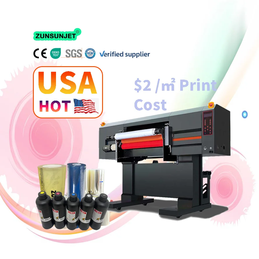 New Digital A1 24 Inch 60cM 60 cm 3 4 Heads I3200 Roll to Roll Uvdtf Uv Dtf Sticker Printing Printer With Laminator Uv Dtf