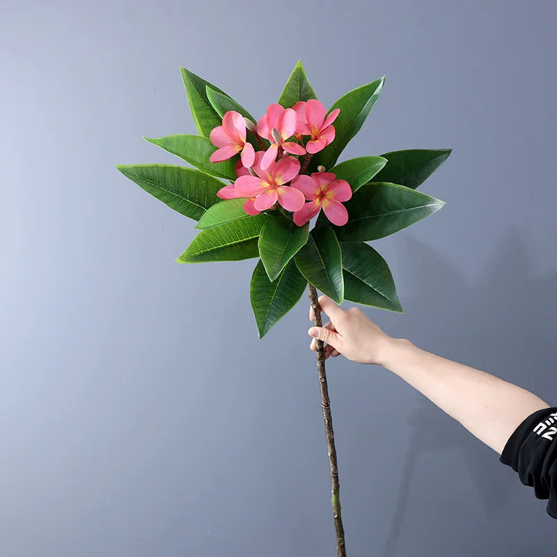 Artificial Real Touch Latex Plumeria Frangipani Stem Plumeria Rubra Tropical Flowers 92cm Easter Graduation Father's Day Party
