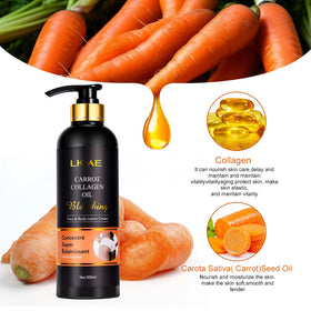 LKIAE Collagen Carrot Oil Caramel Body Lotion Whitening & Lightening 500mL Fresh Scent for Women All Skin Types