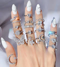 Fashion Eternity Rhodium Plated 925 Sterling Silver Zircon Iced Out Women Wedding Rings