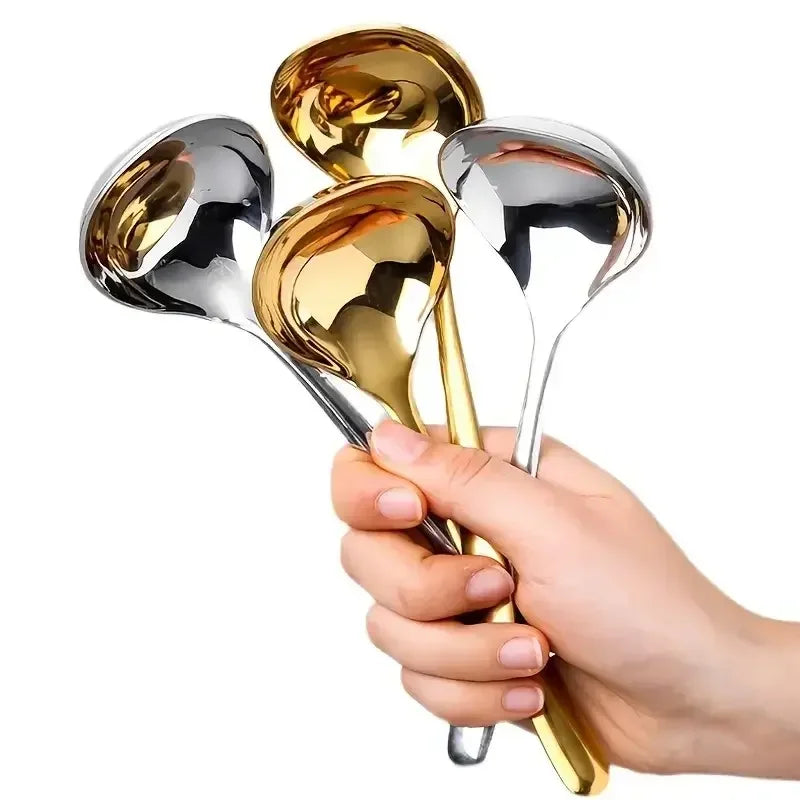 Chufei 20.5cm Eco-Friendly Modern Luxury Stainless Steel Thickening Spoon Long Handle Hot Pot Soup Ladle for Home Kitchen