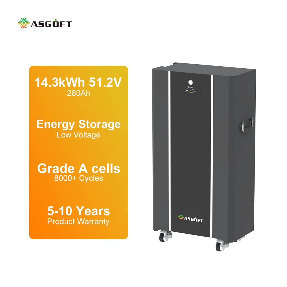 Portable 14.3kWh Home Energy Storage Power Station 15kWh LifePO4 Battery 51.2V 280Ah Lithium Battery Solar System Solar Home