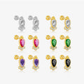 FUAMAY Dainty Aretes 925 Sterling Silver Vintage Ball Back Earrings for Women Purple Rose Green Black Zircon Stud Earrings