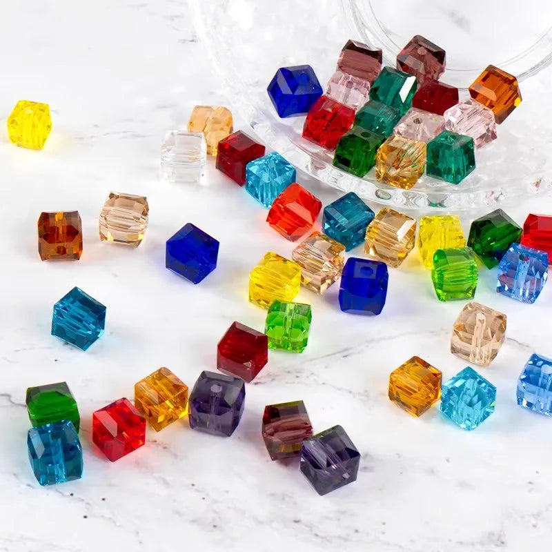Premium 6-14mm Square Sugar Crystal Beads Handmade DIY Bracelet Crafting High Quality Cubic Loose Spacer JINCUI JHG-009