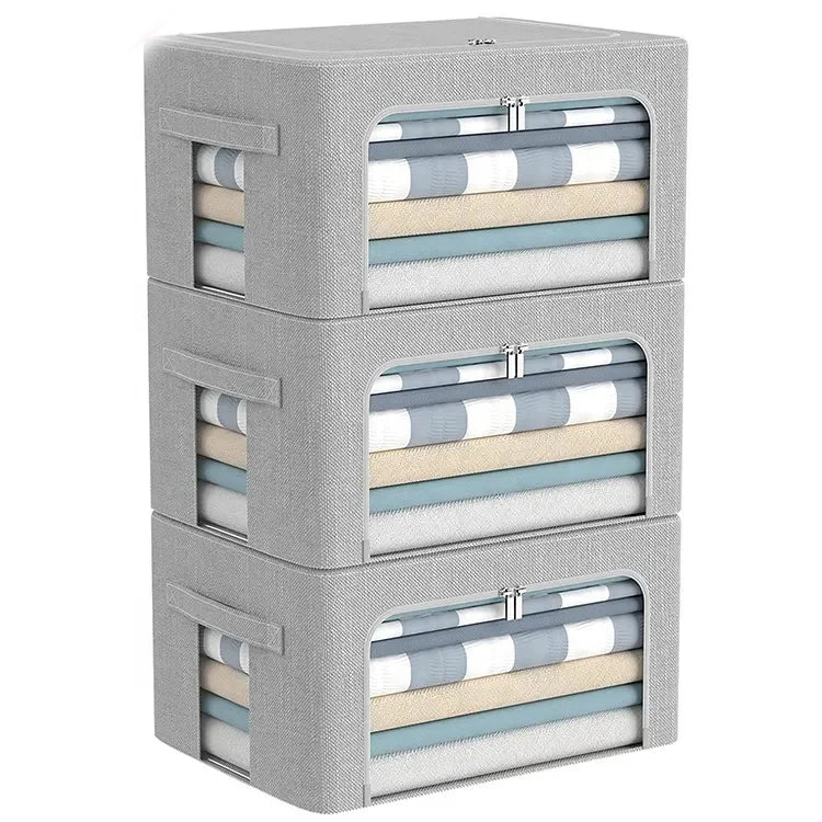 Factory Eco-friendly Cotton Linen Large Collapsible Foldable Fabric Storage Box for Clothes Toy Organizer Shelf Closet Wardrobe
