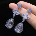CAOSHI New Arrival Water Drop Earring CZ Silver Color Elegant Party Wedding Dangle Earrings for Women