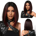 Grey Gradient Wigs for Women Natural Side Part Straight Hair Wig Shoulder Length Ombre Dark Root Hair Wig
