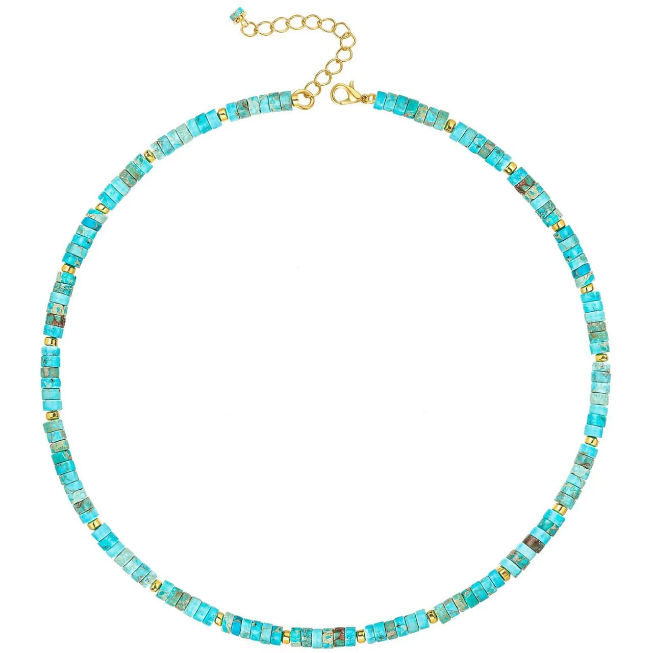 Dainty Tiger Eye Turquoise Bead Necklace Bohemian Beach Jewelry Summer Natural Blue Turquoise Stone Handmade DIY Making