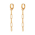 European and American Ins Simple Stainless Steel Plated 18K Gold Long Clip Chain Tassel  Earrings
