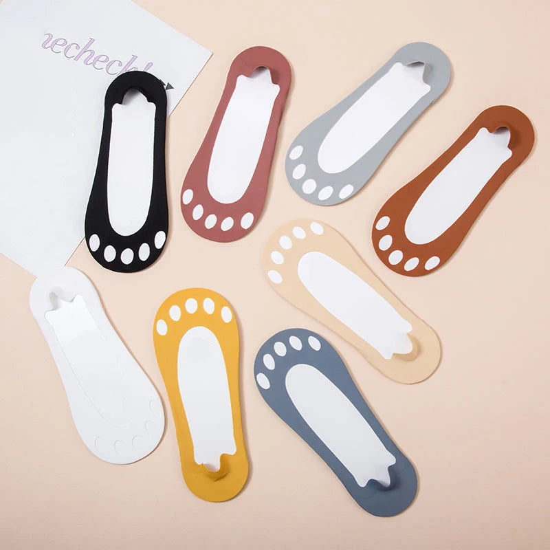 8Pairs/set Fashion Solid Color Women Sock 5 Toe No Show Invisible Socks Summer Thin Ice Silk Socks  Thin Ice Silk  Socks