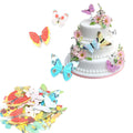 300pcs/box Pcs Mixed Butterfly Flowers Edible Glutinous Wafer Rice Paper Cake Cupcake Toppers Cake Decoration Birthday Wedding