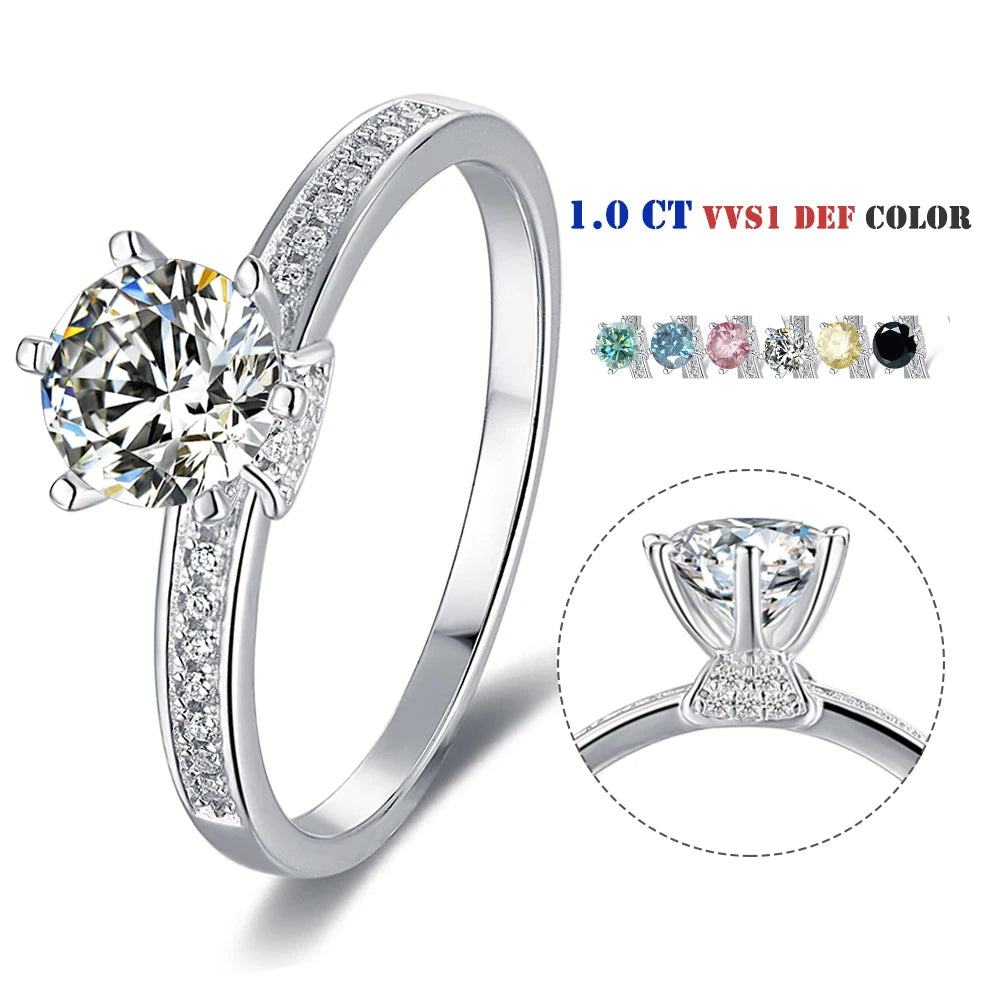Abiding Moissanite Halo Engagement Ring Silver 925 Rings Custom Factory Round Shape Classic Six Claw Engagement Moissanite Ring
