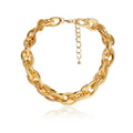 RisingMoon Hip Hop Punk Style Exaggerated Choker Necklace Gold Plated Chunky Link Chain Necklace Bracelet Set for Women