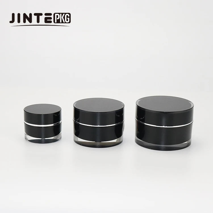 In Stock Ready to Ship 5g 15g 30g 50g Black Cream Jar Wholesale Cosmetic Packaging Acrylic Cream Jar