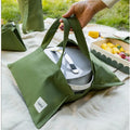 Outdoor Camping Handheld Canvas Storage Bag for Casserole Baking Tray Picnic Pizza Pan-Letter Pattern Heat Resistant
