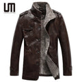 Liu Ming Fashion Winter Men Clothes Solid Color Plush Faux Leather Business Bomber Jacket Plus Size 8XL Fleece Coats
