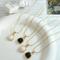 Korean Style High Fashion Snake Chain Pearl Chokers Necklaces Stainless Steel Gold Chain Black White Shell Clavicle Chain