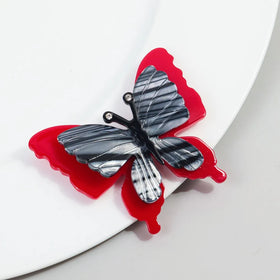 Fashion Party Jewelry Lapel Pin Office Clothing Accessories Elegant Red Butterfly Marble Wings Acrylic Brooch for Women
