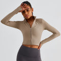 FLW Women's Long Sleeve Yoga Jackets Breathable and Lightweight Sports Top for Running Workout Gym Fitness Sportswear