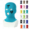 Fashion 3D Embroidery Three 3 Holes Knitting Balaclava Custom Logo Winter Warm Full Face Cover Ski Mask Acrylic Knitted Hats
