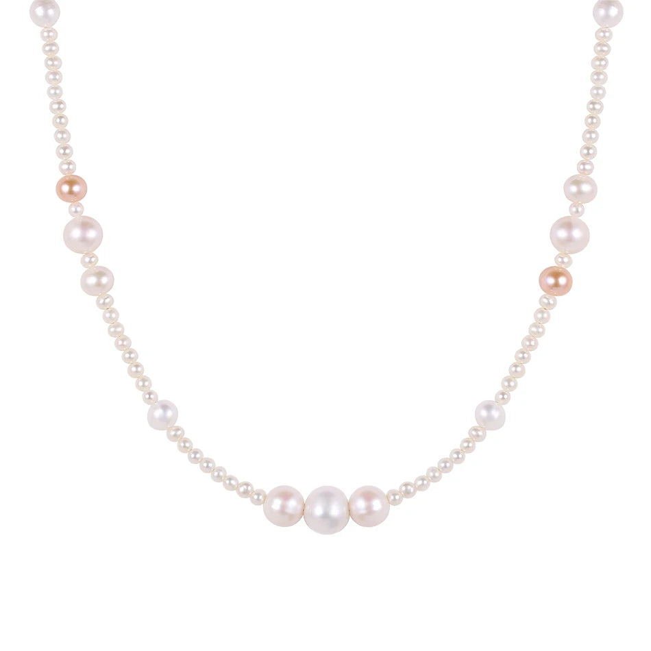 New Arrival 925 Sterling Silver Necklace 18k Gold Vermeil White and pink Pearl Necklace for Mother Gift