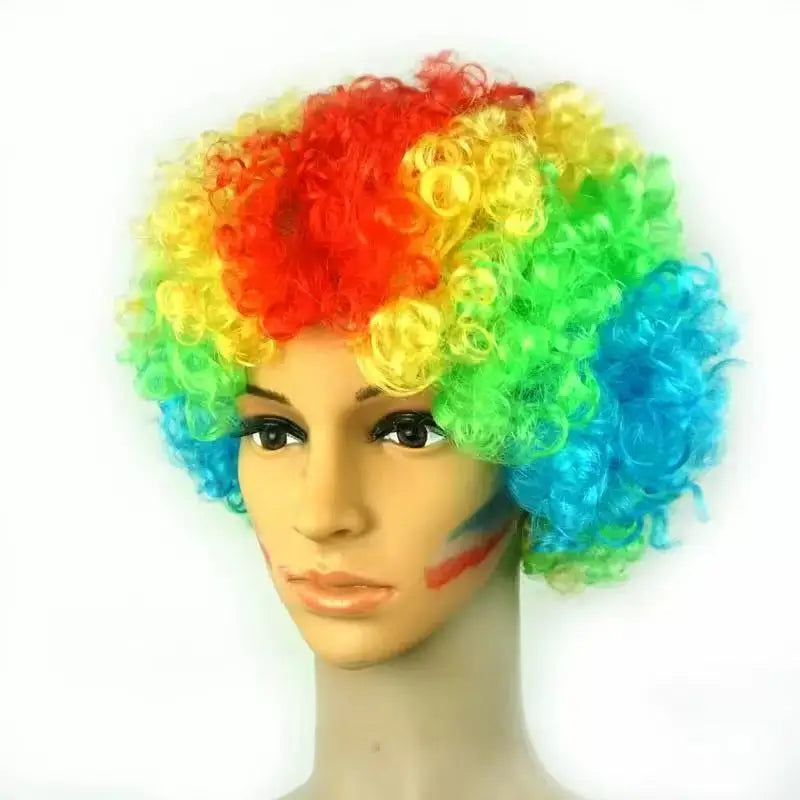 Funny Ombre Clown Wig Curly Wavy Disco Decor for Adult & Kids Performance Curly Wigs for Cosplay Props Fancy Dress Hair Props