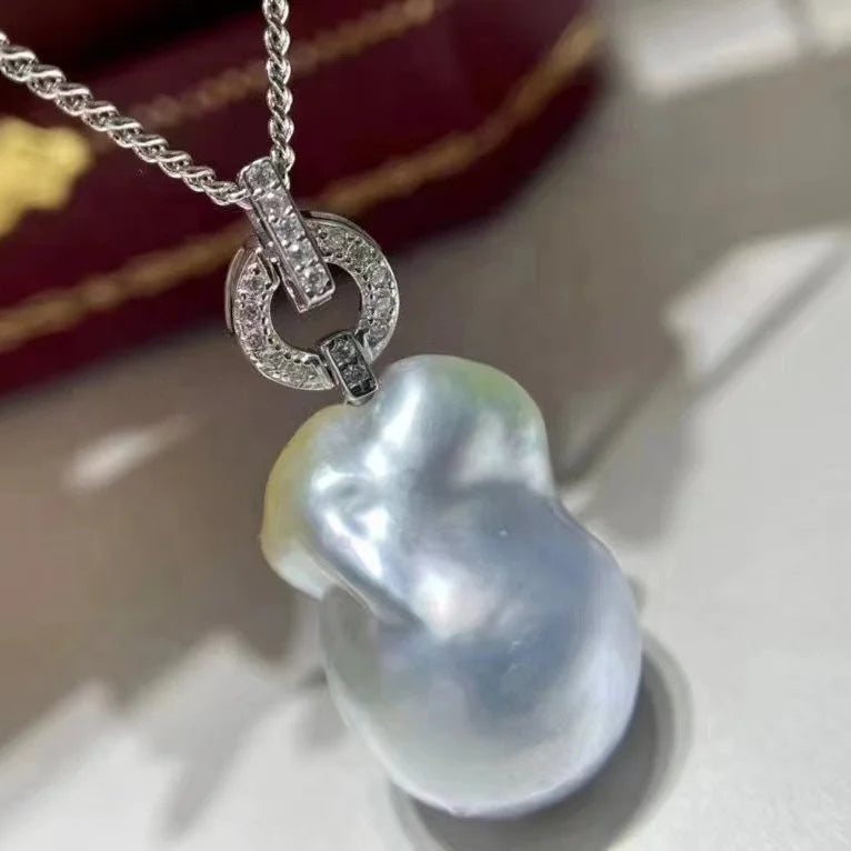 P1361 Baroque DIY Natural  Freshwater Pearl Charm Pendant Necklace Accessory 925 Sterling Silver Jewelry for Women Without Chain